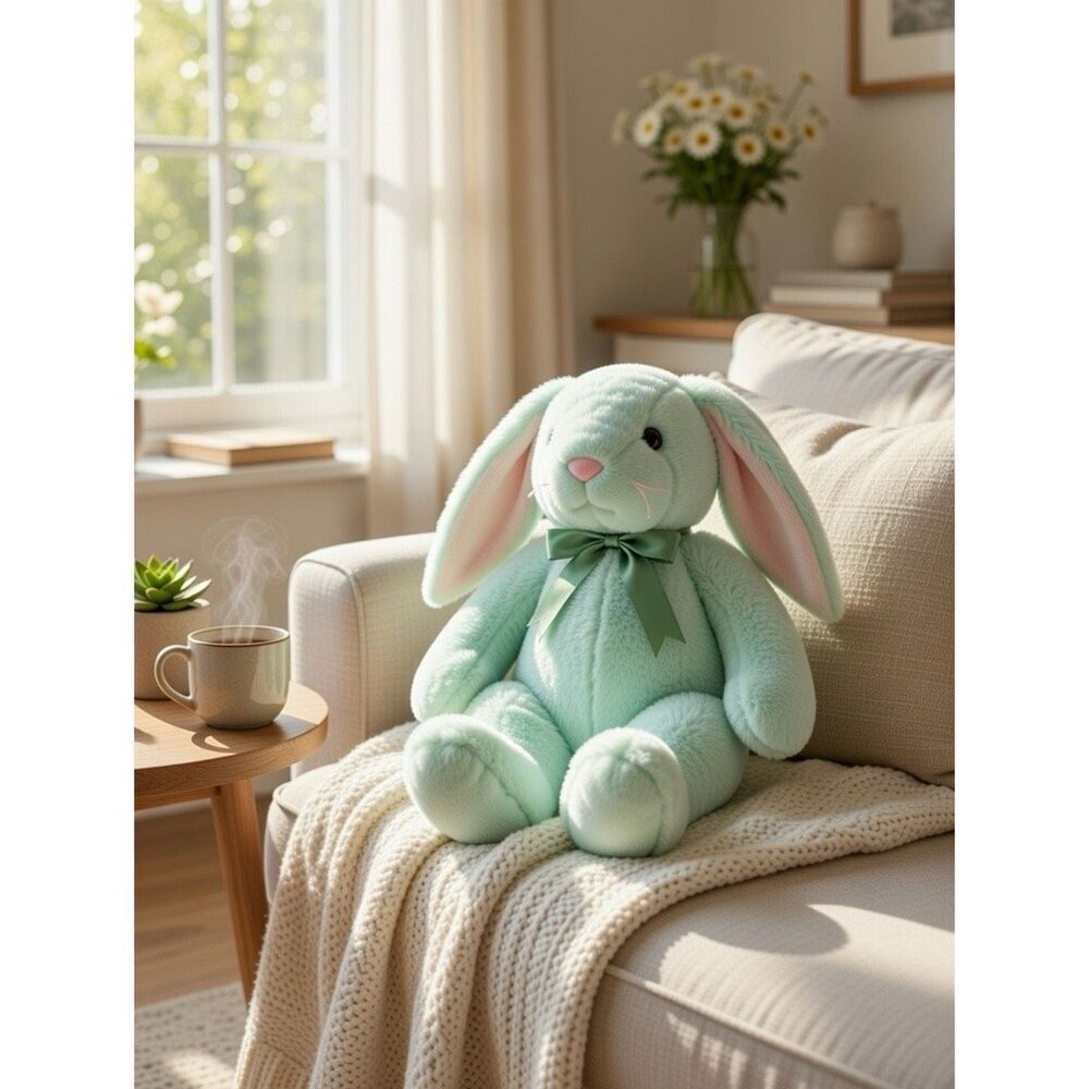 TY 1996 HIPPITY Beanie Buddy 14" Plush GREEN BUNNY RABBIT MINT with TAGS